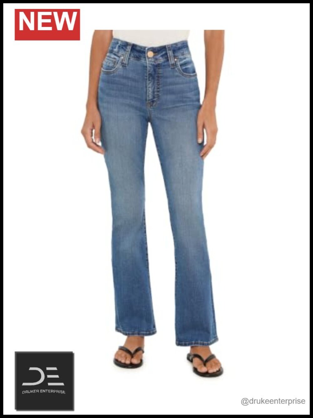 High Rise Flared Bootcut Jeans Petite Stretch Denim